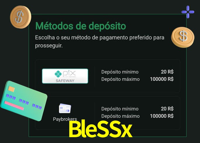O cassino BleSSx oferece uma grande variedade de métodos de pagamento